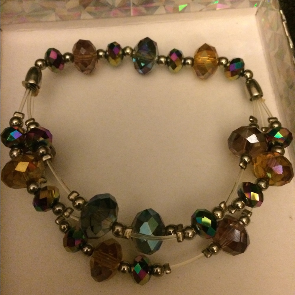 Bracelet, beaded, elastic carnival colored